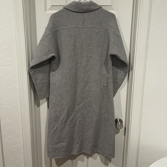 Zara Woman Size XS Wool Blend Long Coat Light Gray Pockets Collared Button Front - Picture 3 of 10